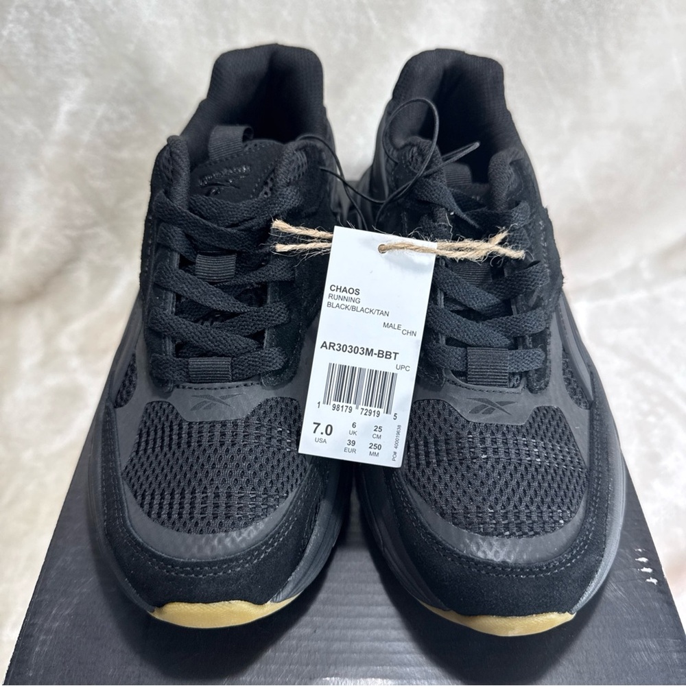 Reebok Men’s Chaos Running Shoes, Black & Tan US 7